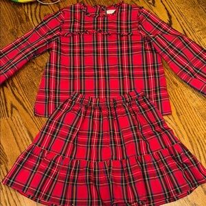 Jcrew crewcuts girls red plaid tartan top &skirt sizes 8 &14 NWOT